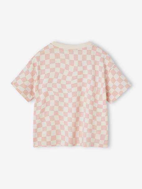 Chequered T-shirt for Girls printed pink 