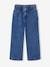 Wide-Leg Paperbag Jeans with Flower Motifs for Girls deep blue+stone 