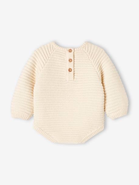 Knitted Long Sleeve Rompers for Babies ecru 