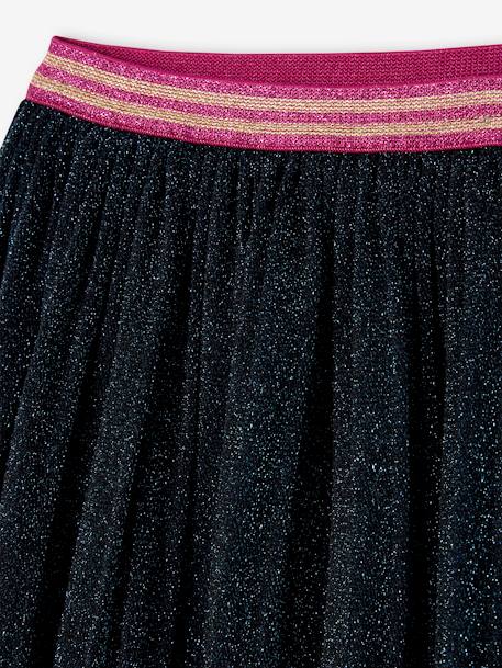 Pleated Glittery Skirt for Girls navy blue 