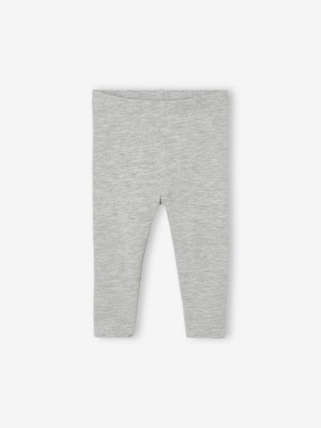 Pack of 3 Plain Leggings for Babies, BASICS marl grey 