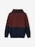 Jumper with Iridescent Neck, in Fancy Colourblock Knit, for Boys Brown+Dark Blue+navy blue 