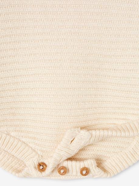 Knitted Long Sleeve Rompers for Babies ecru 