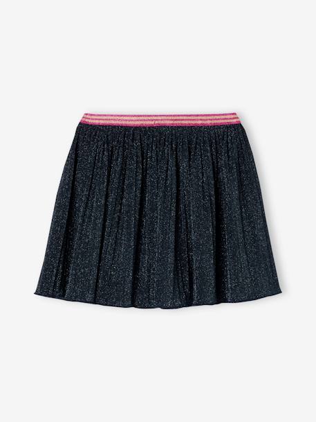 Pleated Glittery Skirt for Girls navy blue 