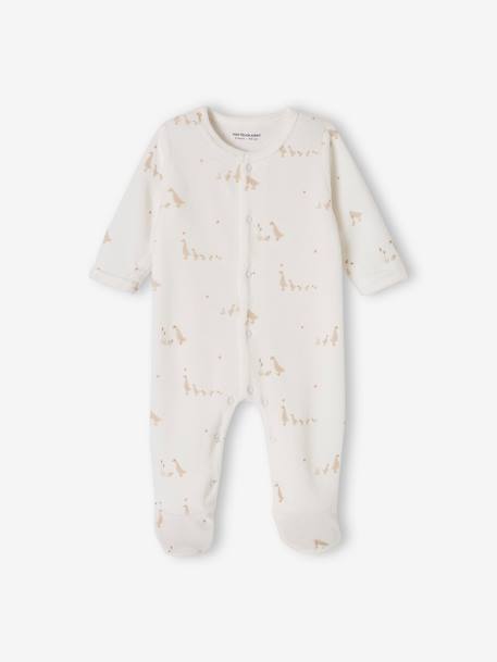 Pack of 2 Velour Sleepsuits with Front Opening for Babies cappuccino+pale blue+rose 