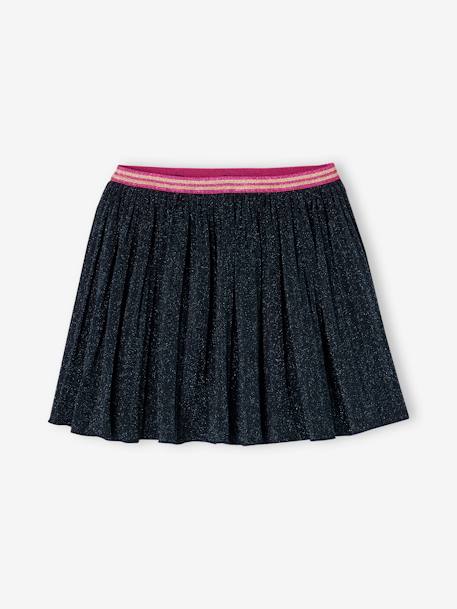 Pleated Glittery Skirt for Girls navy blue 