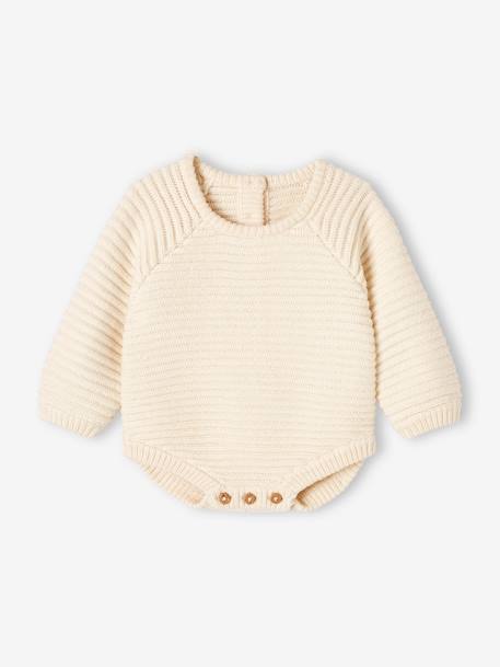 Knitted Long Sleeve Rompers for Babies ecru 