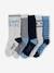 Pack of 5 Pairs of 'Cool Kids' Socks for Boys azure+sage green 