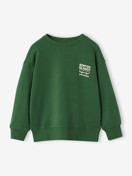 Sweatshirt with Chest Motif for Boys English green+slate blue 