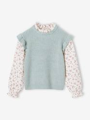 -Jumper with Cotton Gauze Sleeves for 2-in-1 Effect, for Girls