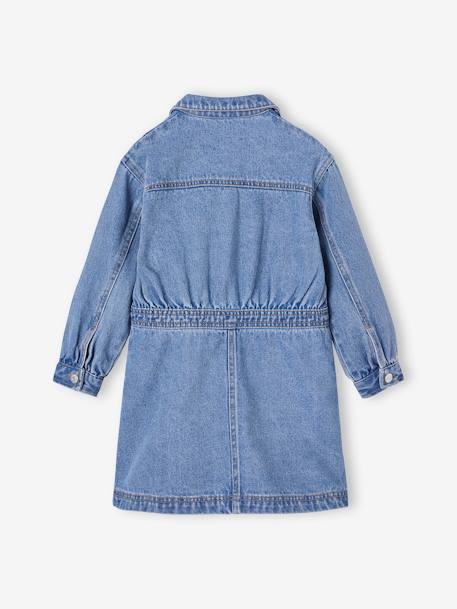 Buttoned Denim Dress for Girls medium blue 