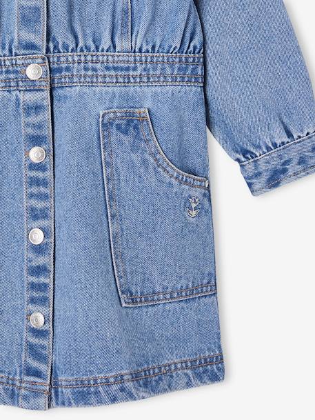 Buttoned Denim Dress for Girls medium blue 