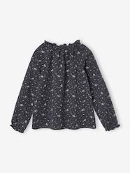 -Floral Blouse in Needlecord Fabric for Girls