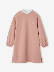 Girls-Dresses-Dress in Fleece, Broderie Anglaise Collar, for Girls