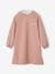 Dress in Fleece, Broderie Anglaise Collar, for Girls blush+grey green 