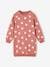 Fleece Dress with Bright Flowers for Girls grey blue+terracotta 