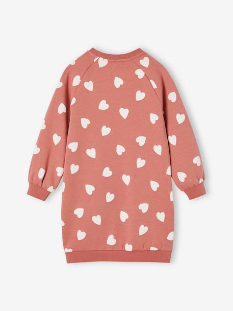 Fleece Dress with Bright Flowers for Girls grey blue+terracotta 