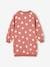 Fleece Dress with Bright Flowers for Girls grey blue+terracotta 