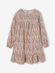 Smocked Long Sleeve Dress with Flowers for Girls