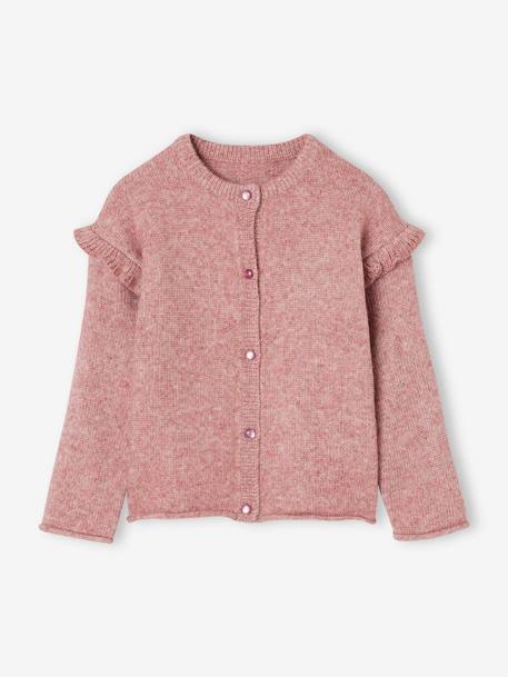 Cardigan with Fancy Ruffle on Sleeves for Girls green+rose 