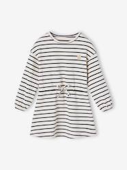 Girls-Stripe Dress with Close-Fitting Waist for Girls