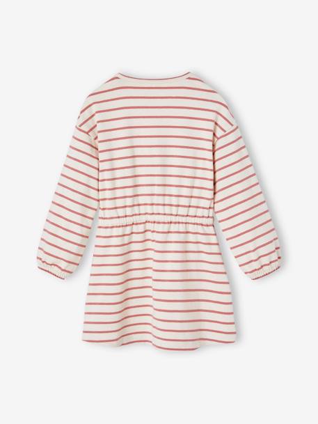 Stripe Dress with Close-Fitting Waist for Girls navy blue+terracotta 