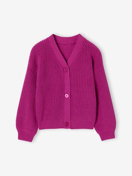 Rib Knit Cardigan for Girls old rose+pistachio+purple clover+striped pink 