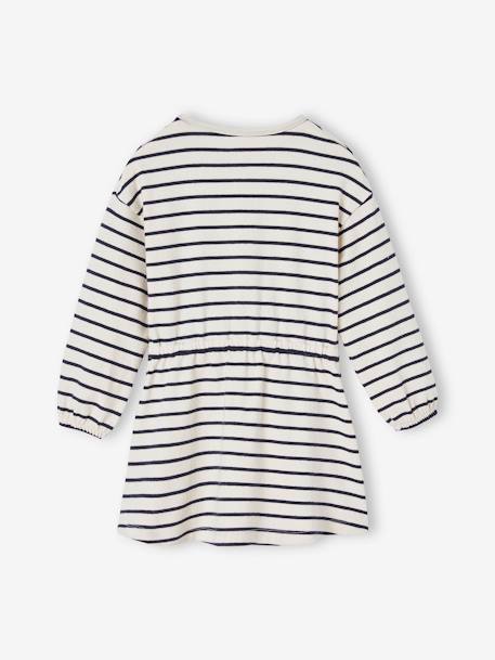 Stripe Dress with Close-Fitting Waist for Girls navy blue+terracotta 