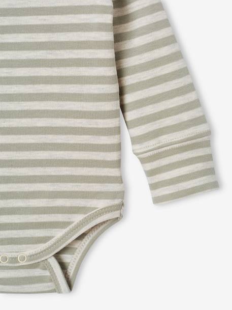 Pack of 5 Long Sleeve Progressive Bodysuits in Organic Cotton, for Newborns sage green 