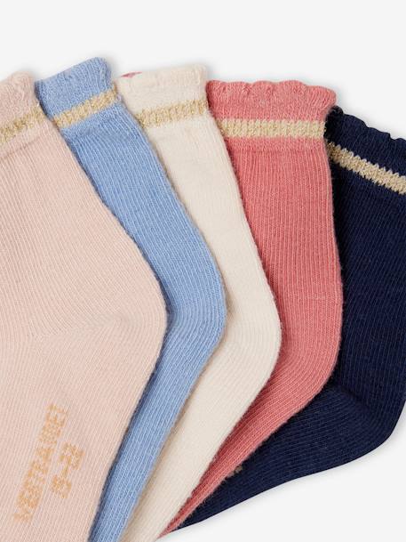 Pack of 5 Pairs of Socks with Scintillating Details for Baby Girls, BASICS rose 