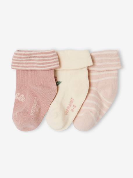 Pack of 2 Pairs of 'adorable' Socks for Baby Girls dusky pink 