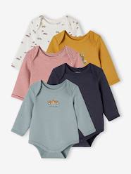 Pack of 5 Long Sleeve Bodysuits with Cutaway Shoulders, Cars