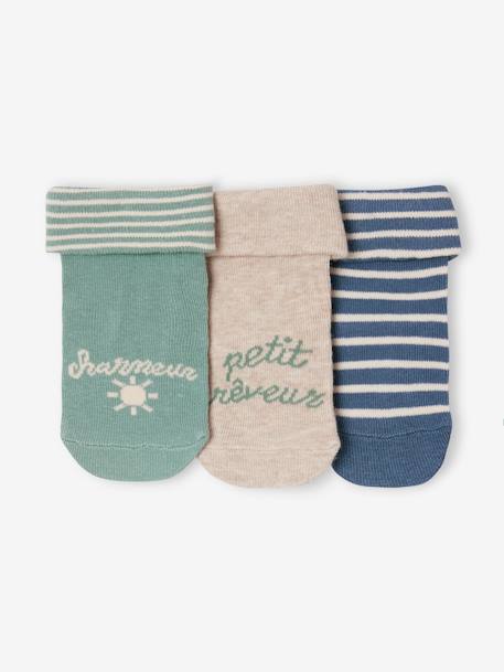 Pack of 3 Pairs of 'petit rêveur' Socks for Baby Boys denim blue 