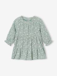 Baby-Dresses & Skirts-Ruffled Dress in Cotton Gauze, for Girls