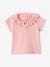 Rib Knit T-Shirt with Frilled Collar for Babies ecru+rose 