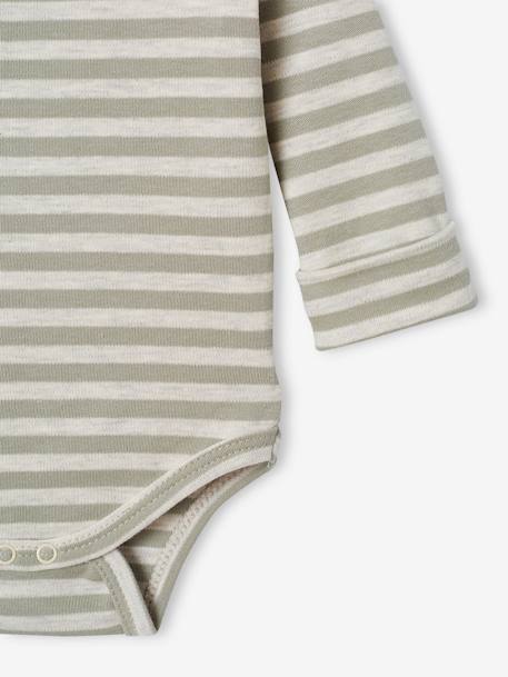 Pack of 5 Long Sleeve Progressive Bodysuits in Organic Cotton, for Newborns sage green 