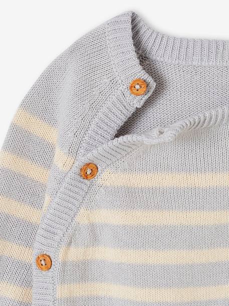 Striped Jumper in Cotton for Babies marl beige+sky blue 