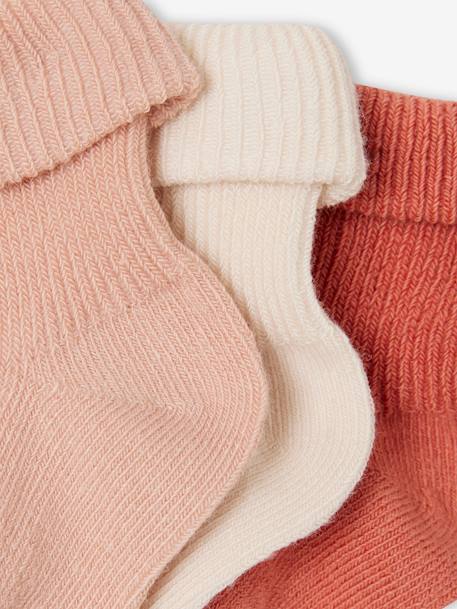 Pack of 3 Pairs of Plain Socks for Babies dusky pink 