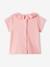 Rib Knit T-Shirt with Frilled Collar for Babies ecru+rose 