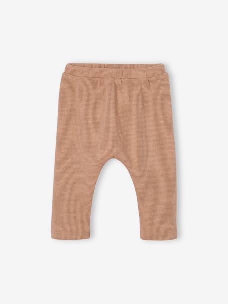 Carded Honeycomb Knit Trousers for Babies beige 