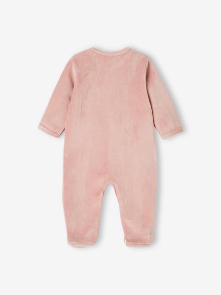 Pack of 3 Velour Sleepsuits, Special Opening for Newborns, for Babies aqua green+dusky pink+golden yellow 