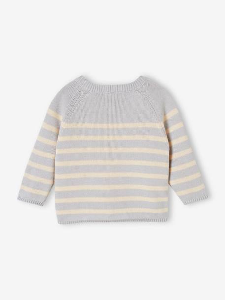 Striped Jumper in Cotton for Babies marl beige+sky blue 