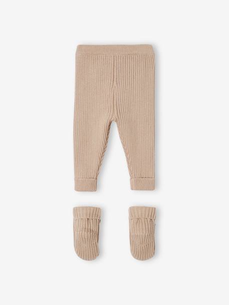 Knitted Trousers + Booties Ensemble for Babies beige 