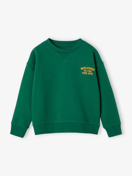 Sweatshirt with Large School Bus Motif on the Back for Boys green 