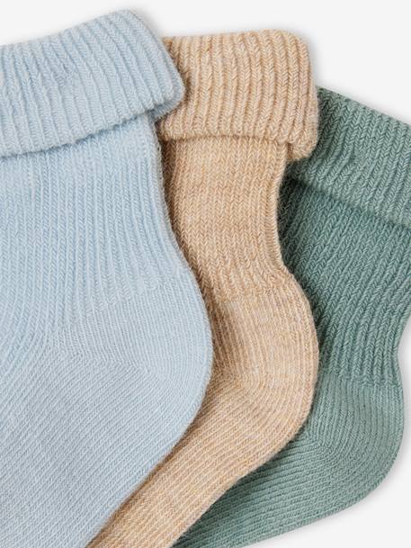 Pack of 3 Pairs of Plain Socks for Babies crystal blue 