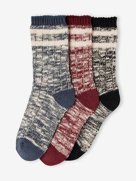 Pack of 3 Pairs of Marl Knit Socks for Boys grey blue 