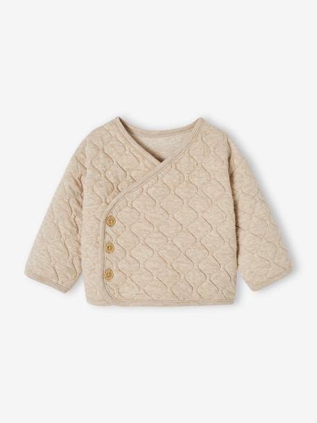 Wrap-Over Cardigan with Front Opening for Newborn Babies marl beige 