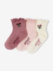 Pack of 3 Pairs of Floral Socks for Baby Girls