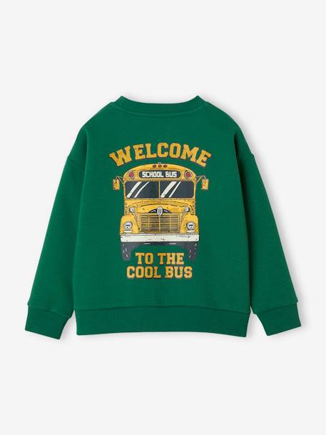 Sweatshirt with Large School Bus Motif on the Back for Boys green 