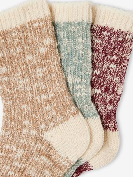 Pack of 3 Pairs of Marl Knit Socks for Girls blush 